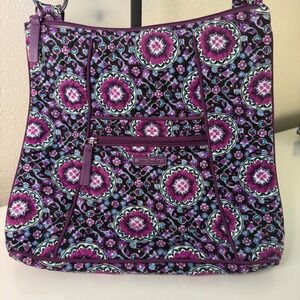 Vera Bradley Lilac Tapestry Hipster Crossbody Bag Quilted Cotton Purple Black
